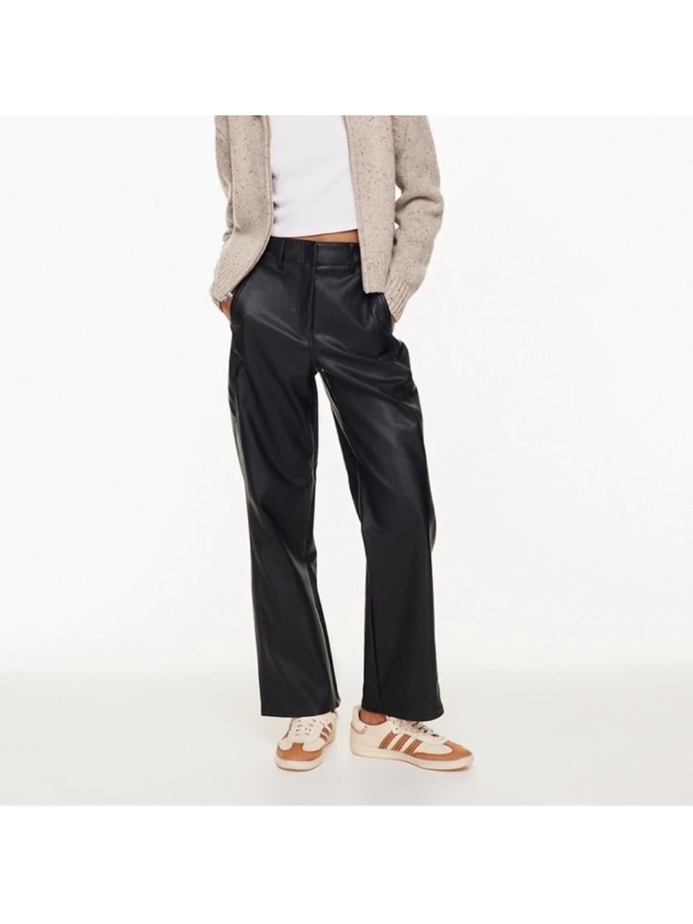 Wilfred Black Wide-Leg Faux Leather Pants
